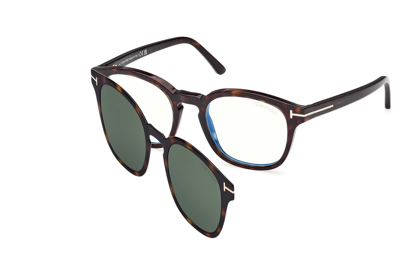 Akinių rėmelis su saulės klipsu Tom Ford FT5532-B 52N